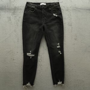 KanCan Jeans Junior's Size 11/29 Gray High-Rise Skinny Fray 27" Inseam Destroyed